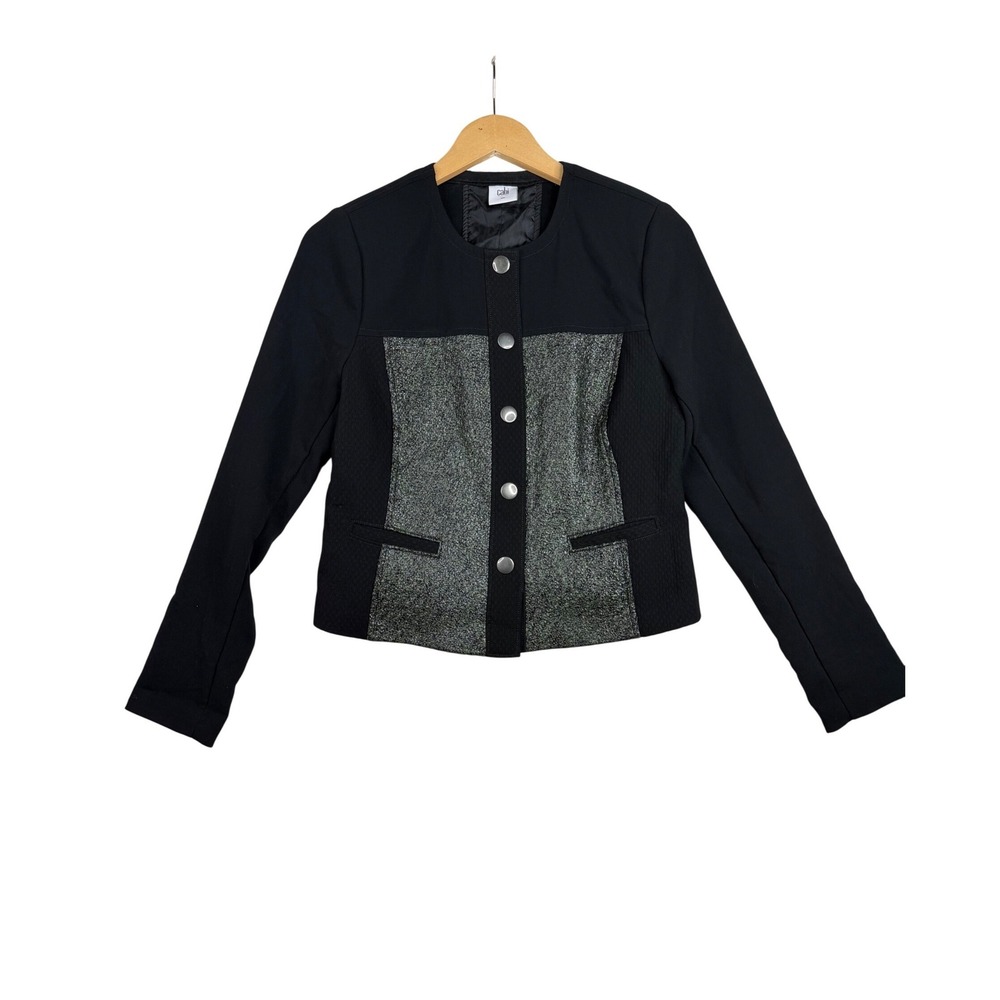 Cabi Media Textured Blazer Jacket size Small Gray/Green/Black